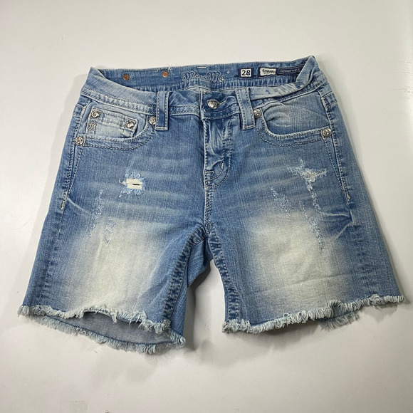 Miss Me Mid Rise Jean Shorts Jorts Women's 28 Y2k - Picture 2 of 6